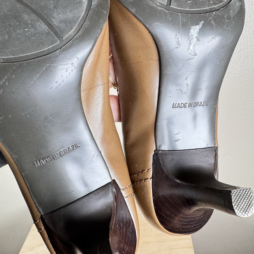 VTG Apt. 9 Kitten Heels Square Toe Tan Office Business Y2K 90s 7M Brazil Leather - Picture 8 of 9